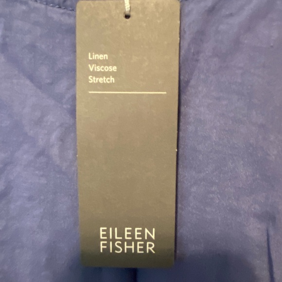 NWT Eileen Fisher U Neck Aster Blue Sleeveless Linen Viscose Stretch Large Dress - Picture 6 of 9